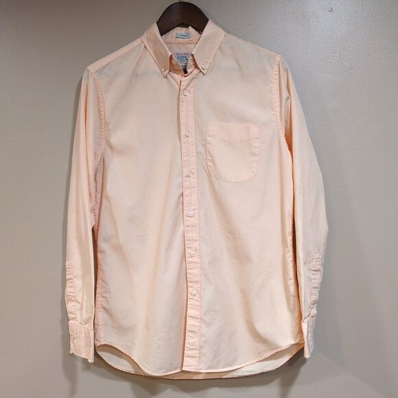 JCrew Button Down Shirt Peach Orange Long Sleeve Secret Wash Cotton Oxford Men S - Picture 1 of 11